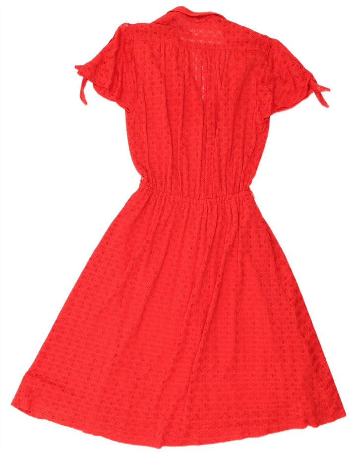 Vintage Damen A-Linie Kleid UK 8 Small Rot
