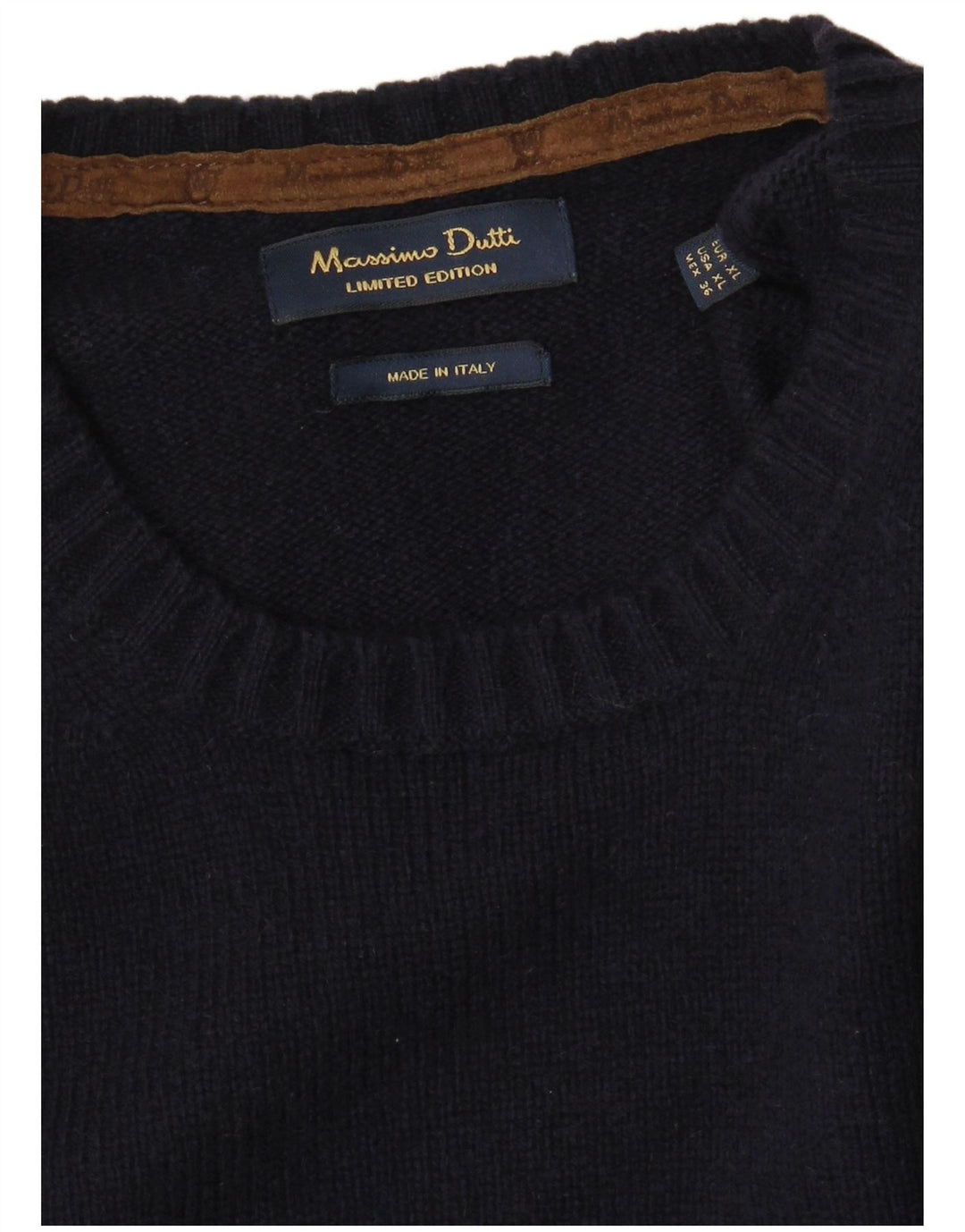 Massimo Dutti Herren-Pullover mit Rundhalsausschnitt, XL, Marineblau