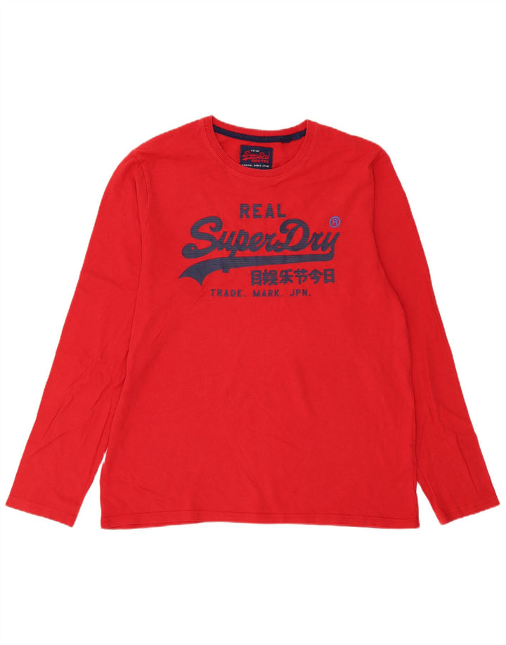 Superdry Herren Graphic Top Langarm 3XL Rot Baumwolle Modern