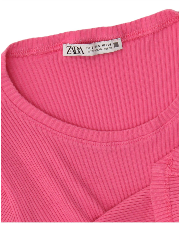 Zara Damen Bluse Top UK 8 Small Pink
