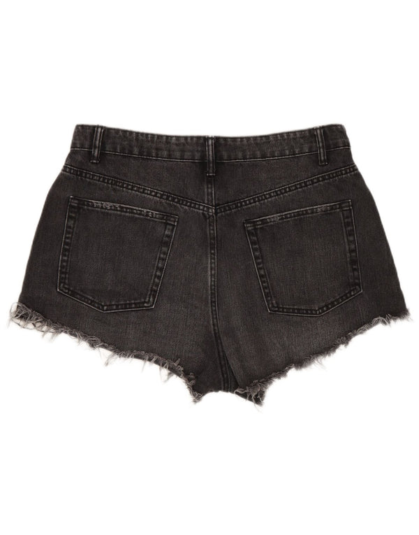 Zara Damen Denim Distressed Hotpants EU 44 XL W34 Graue Baumwolle
