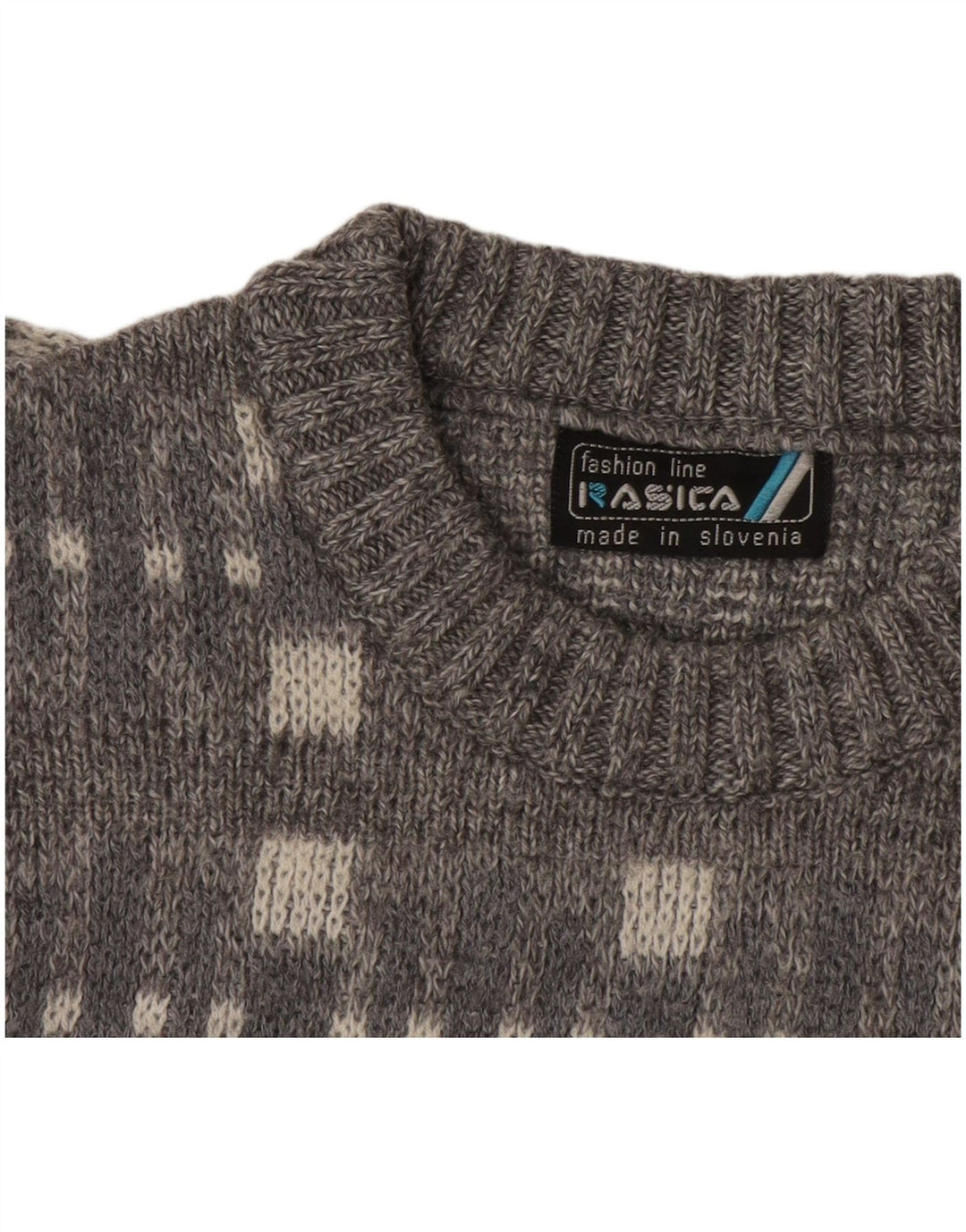 Rasica Herren-Pullover mit Rundhalsausschnitt, groß, grau, geometrisch
