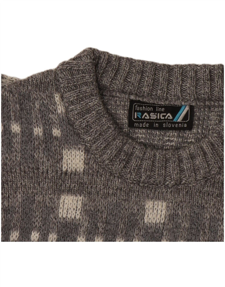 Rasica Herren-Pullover mit Rundhalsausschnitt, groß, grau, geometrisch