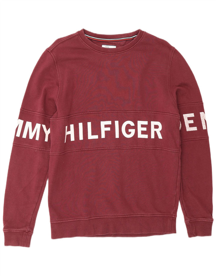 TOMMY HILFIGER Grafischer Herren-Sweatshirt-Pullover aus mittlerer burgunderroter Baumwolle