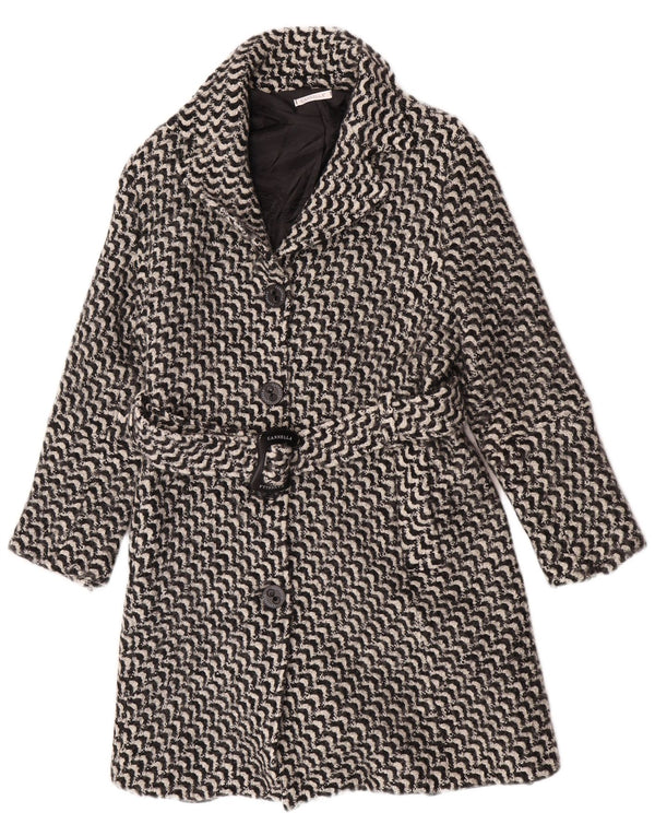 Vintage Womens Overcoat IT 50 XL Black Geometric Acetate