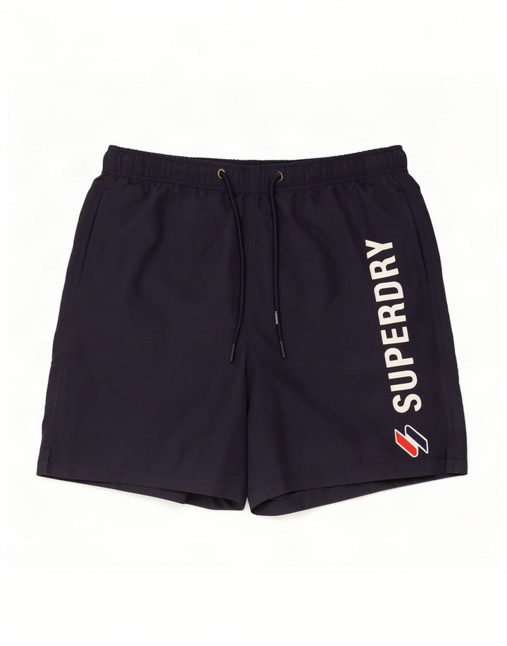Superdry Herren-Badeshorts mit Grafik, Größe S, Marineblau, Polyester