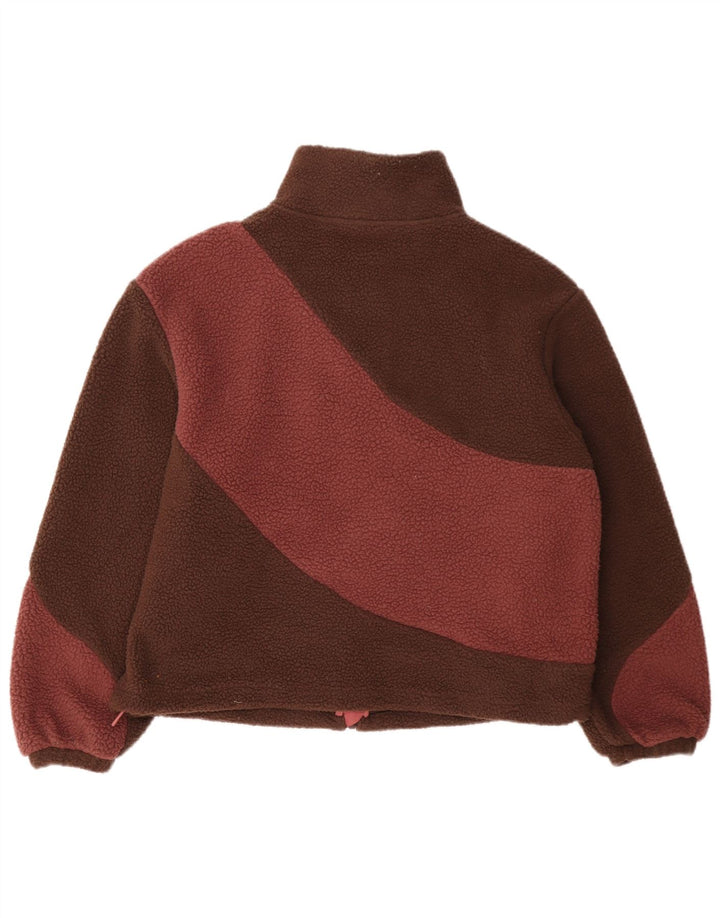 Marks & Spencer Damen-Oversize-Fleecejacke, Größe S, Größe S, Braun, Farbblock