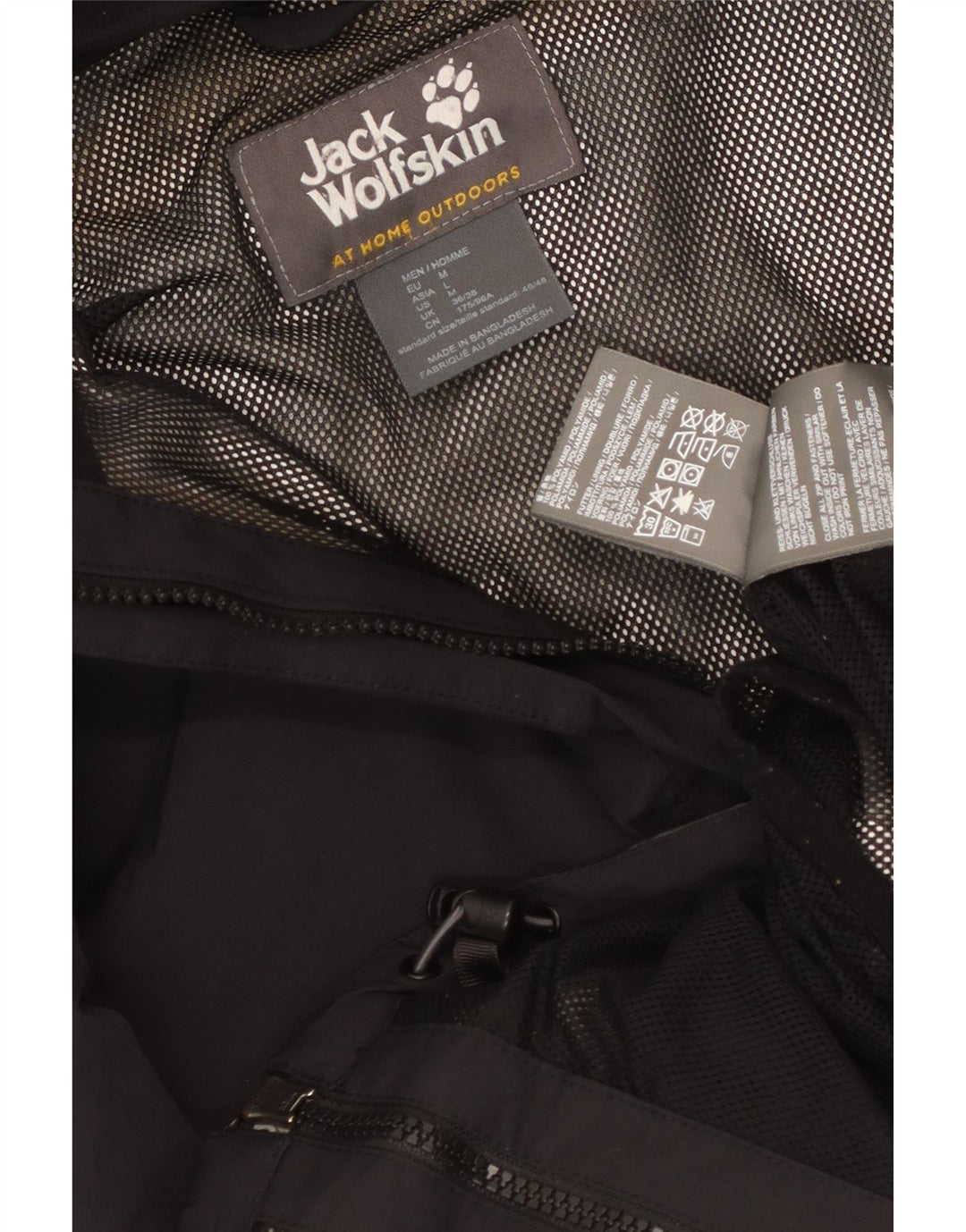 Jack Wolfskin Herren-Regenjacke mit Kapuze, UK 36/38, Mittelschwarz, Farbblock