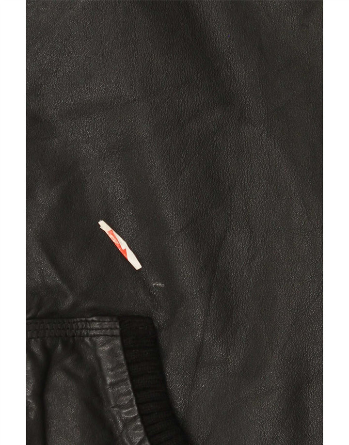 Superdry Herren Militär-Lederjacke mit Kapuze, UK 38, mittelschwarz