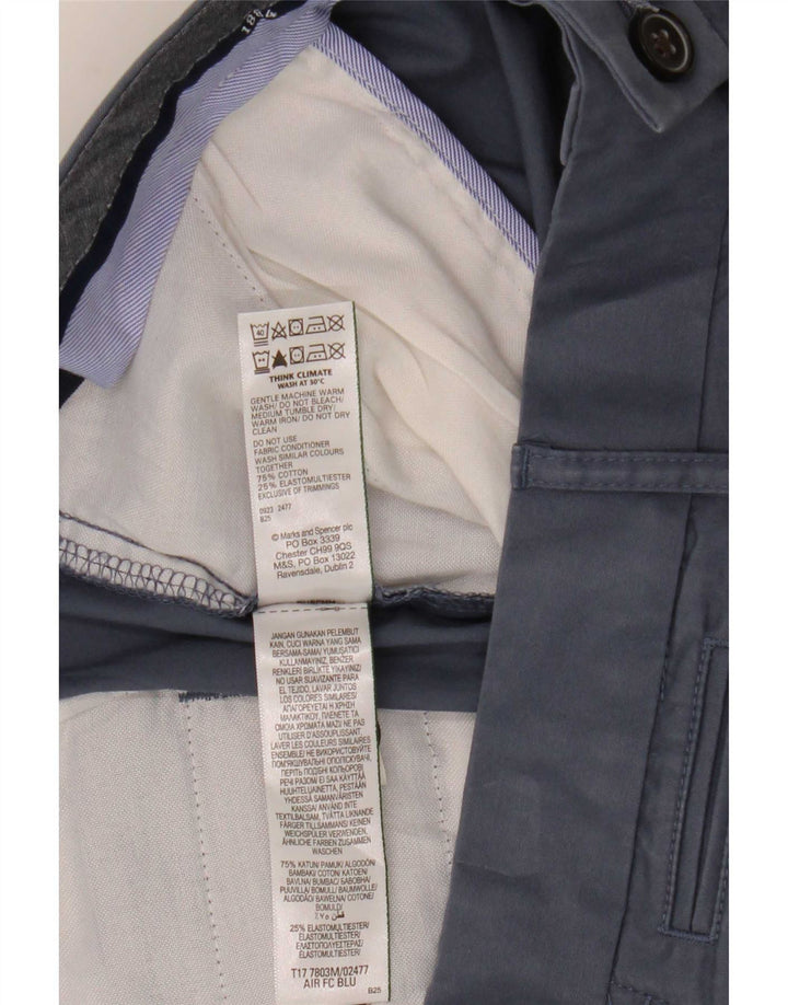 Marks & Spencer Herren Chinoshorts W38 XL Blaue Baumwolle