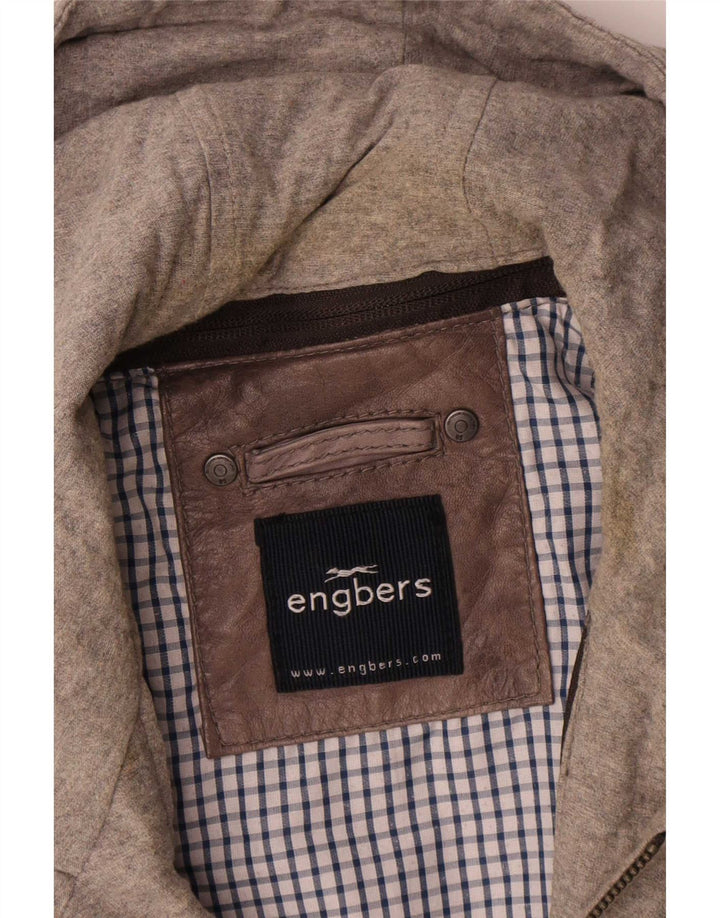 Engbers Herren-Lederjacke mit Kapuze, Größe 40, Braun