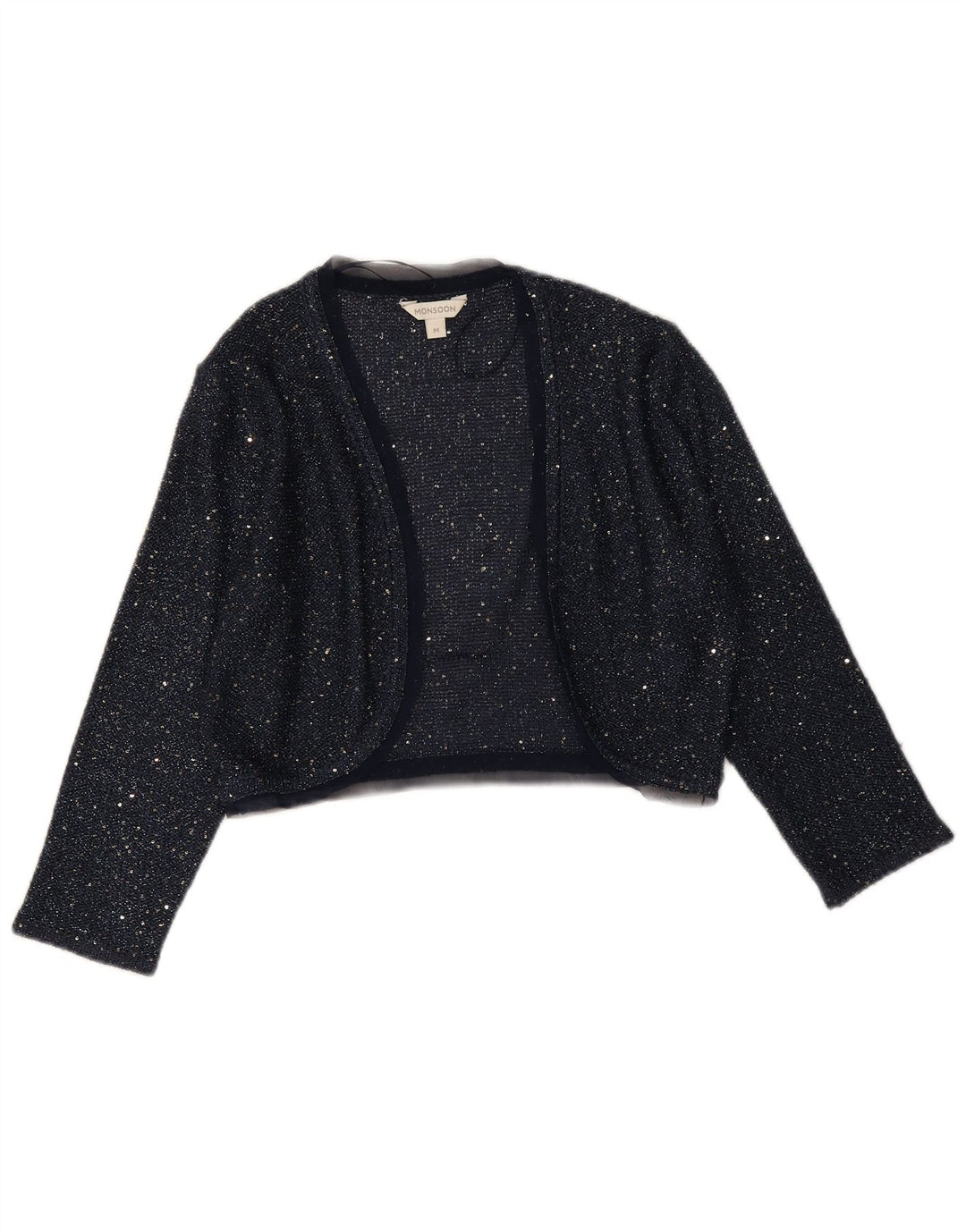 Monsoon Damen-Bolero-Pullover mit 3/4-Ärmeln, Größe M, Marineblau, Polyester