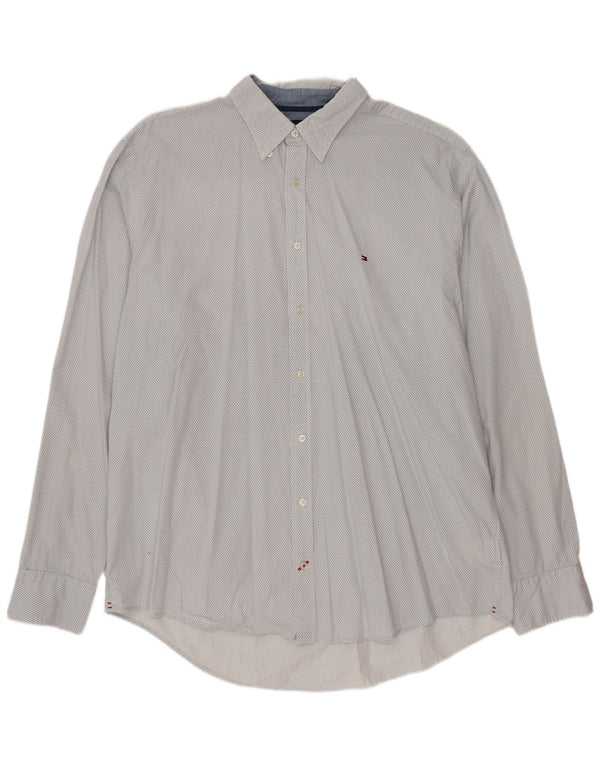 TOMMY HILFIGER Herren Regular Fit Hemd XL Weiße geometrische Baumwolle