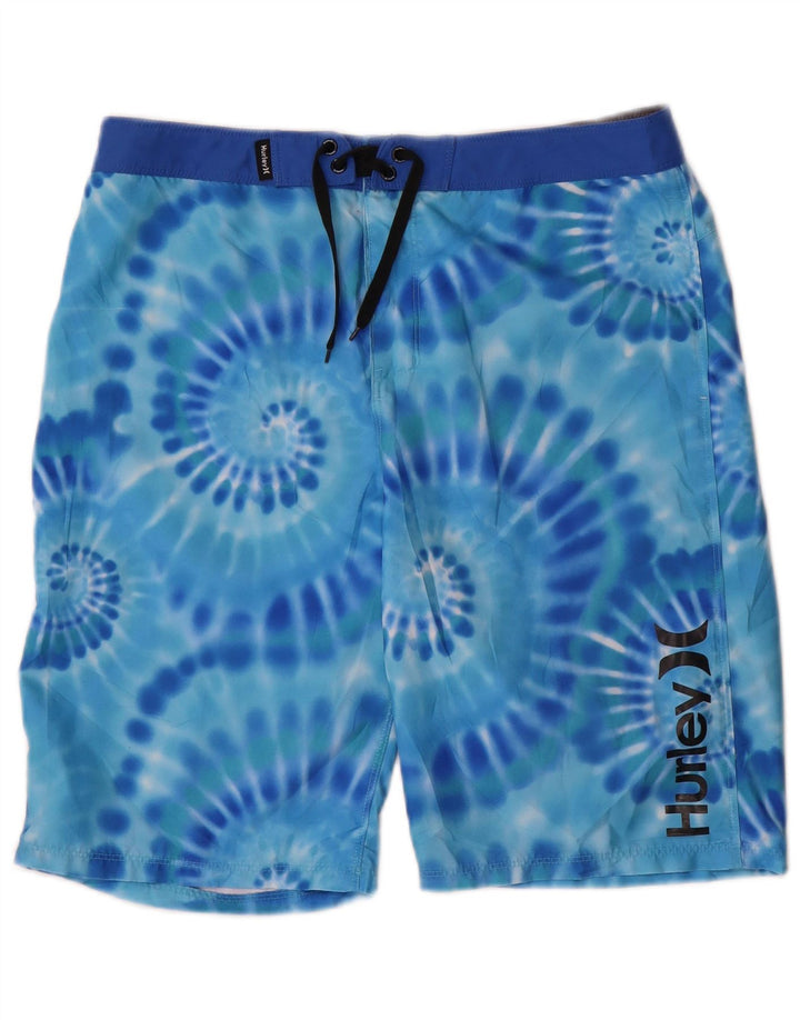 Hurley Badeshorts für Jungen, 15–16 Jahre, blaues Batik-Polyester