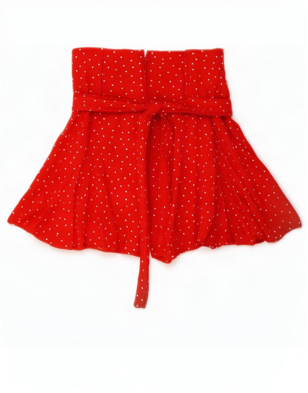Zara Damen High Rise Shorts UK 4 XS W24 Rot gefleckte Viskose