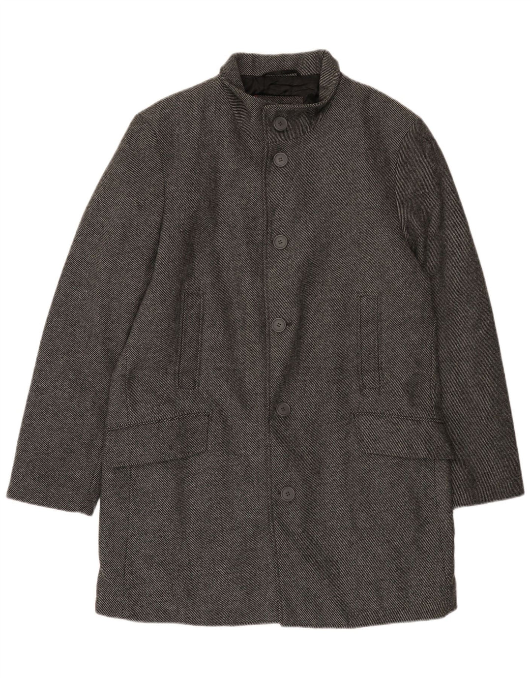 Bruno Banani Herrenmantel UK 44 2XL Graue Nadelstreifenwolle
