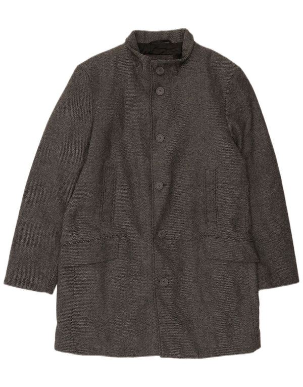 Bruno Banani Herrenmantel UK 44 2XL Graue Nadelstreifenwolle