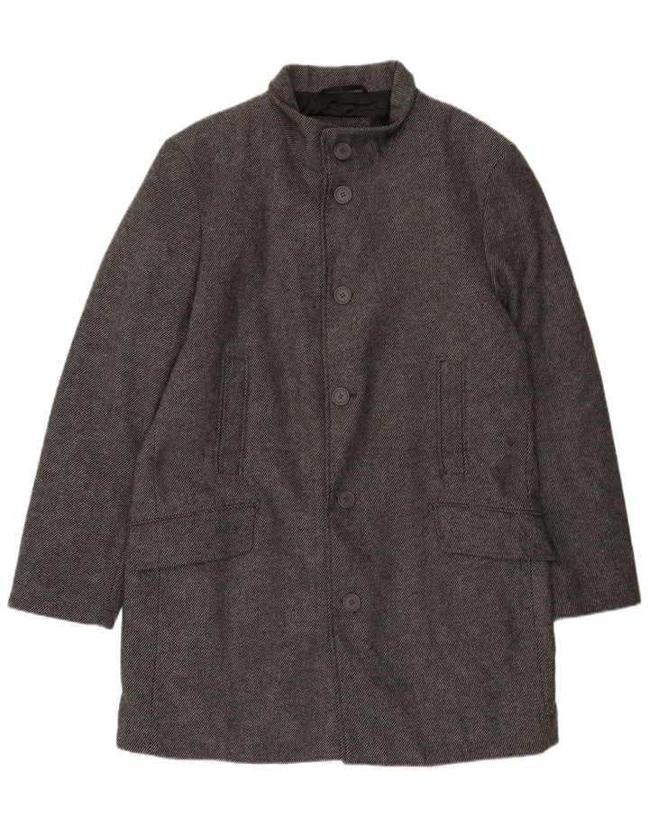 Bruno Banani Herrenmantel UK 44 2XL Graue Nadelstreifenwolle
