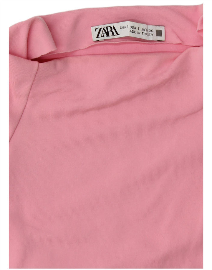 Zara Damen T-Shirt mit Grafik, Gr. 8, Rosa