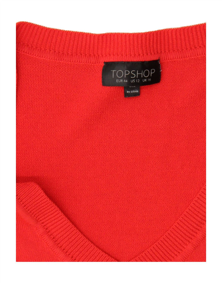 TOPSHOP Womens V-Neck Jumper Sweater UK 16 Large Red Vintage Topshop and Second-Hand Topshop from Messina Hembry 