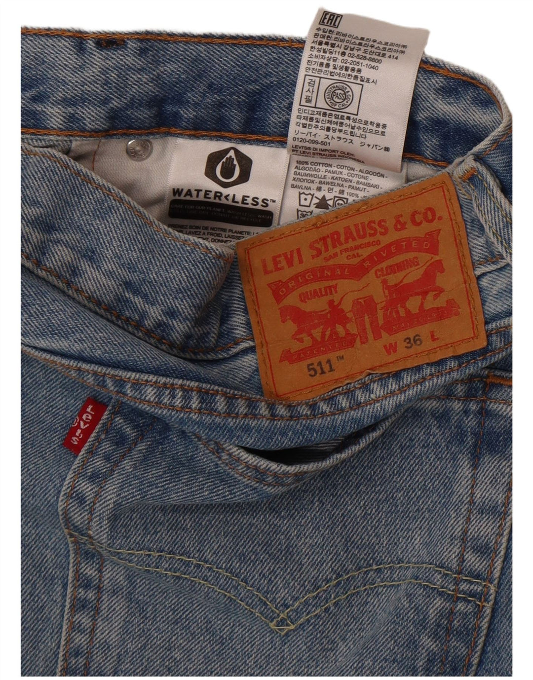 Levi's Herren 511 Denim Shorts W36 Große blaue Baumwolle