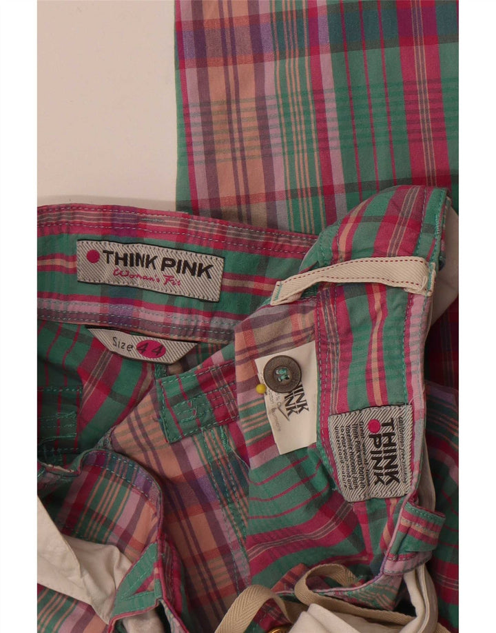Think Pink Damen Caprihose IT 44 Mittel W28 L21 Mehrfarbig kariert