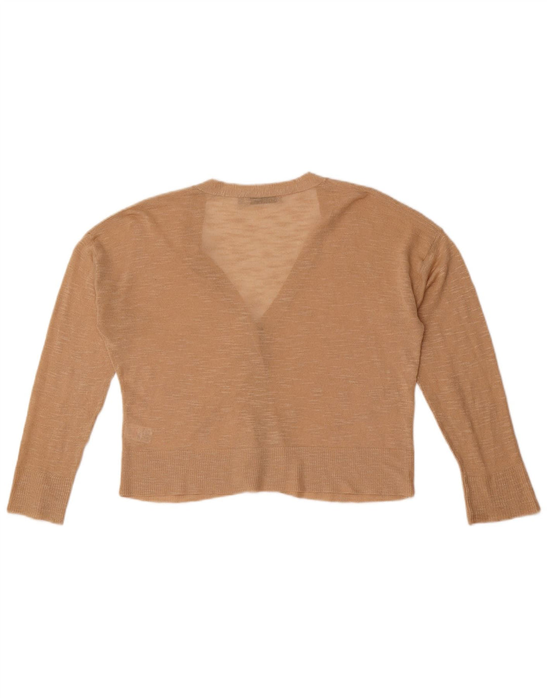 Oasis Damen Crop Cardigan Pullover UK 14 Mittelbeige gefleckte Viskose