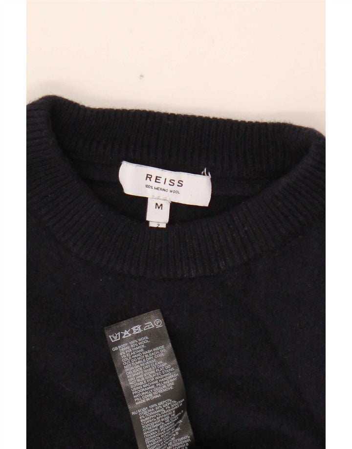 Reiss Herren-Pullover mit Rundhalsausschnitt, mittlere marineblaue Colourblock-Wolle