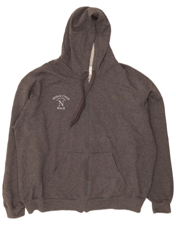 Champion Herren-Kapuzenpullover mit Reißverschluss, 2XL, graue Baumwolle
