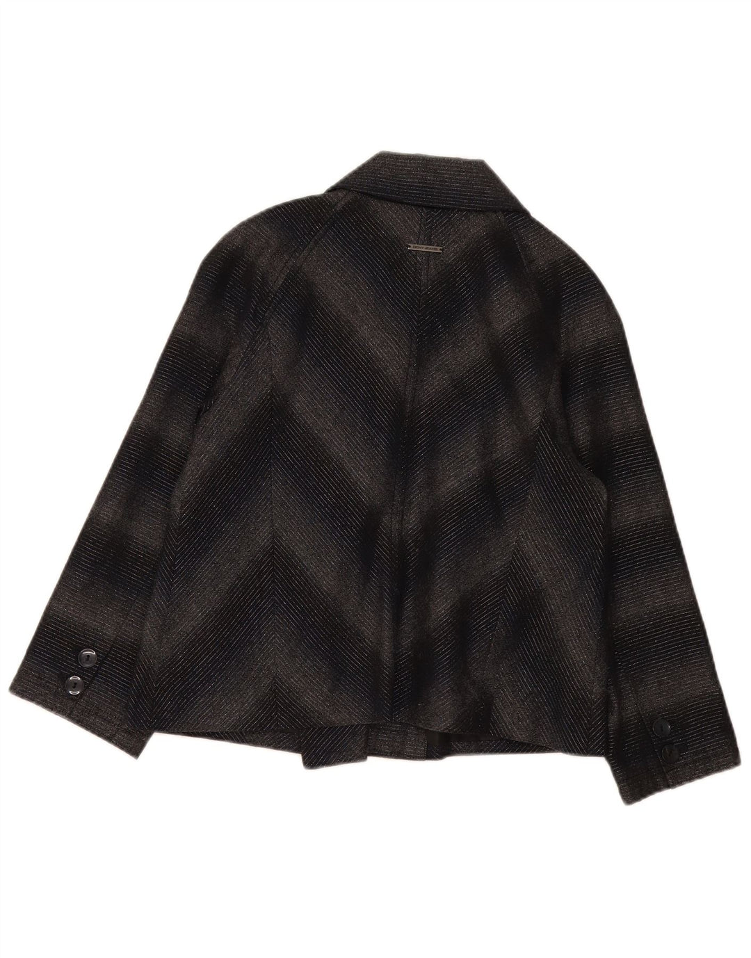 Dkny Damen-Blazer, zweireihig, Gr. 46, groß, graues Chevron-Acryl