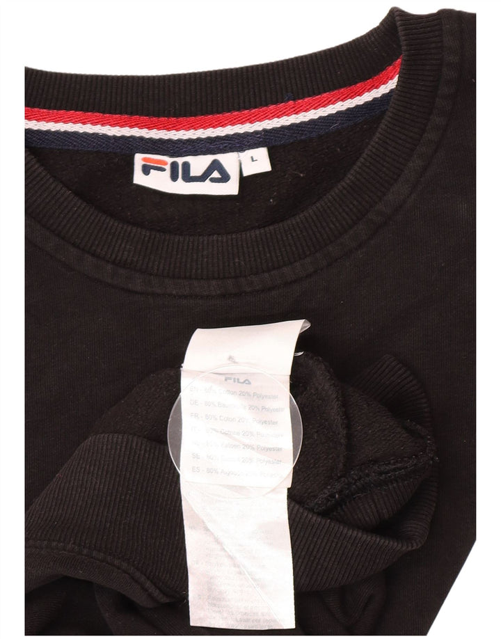 Fila Herren-Sweatshirt mit Grafik, groß, aus schwarzer Baumwolle