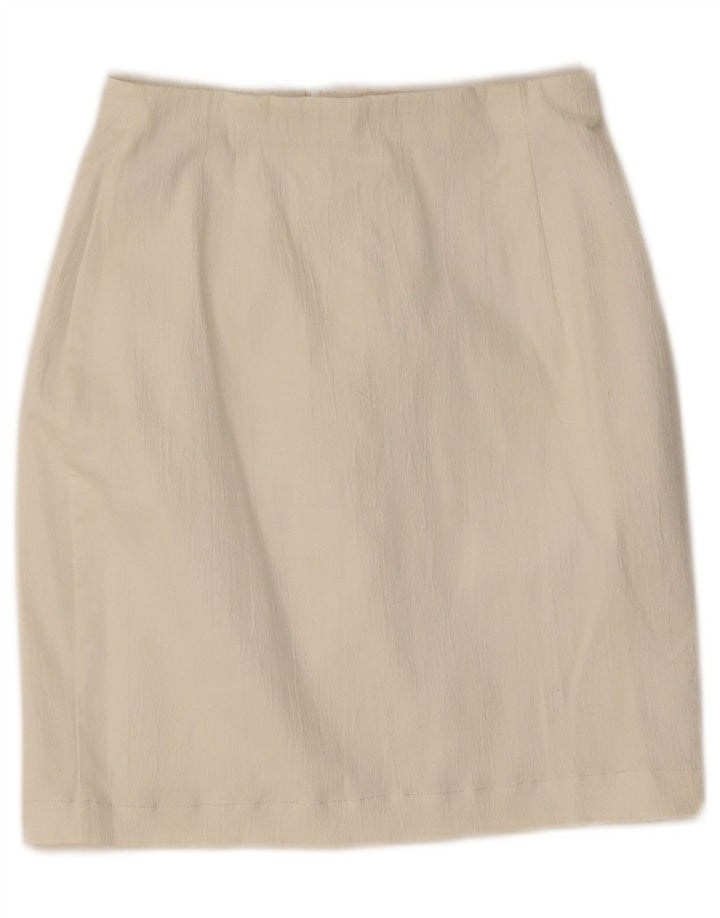 Marks & Spencer Damen Mini-Bleistiftrock UK 10 Small W25 Weiß Polyester