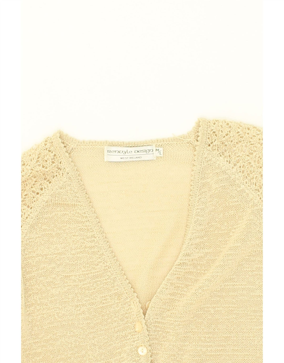 VINTAGE Womens Cardigan Sweater UK 12 Medium Yellow Polyester Vintage Vintage and Second-Hand Vintage from Messina Hembry 