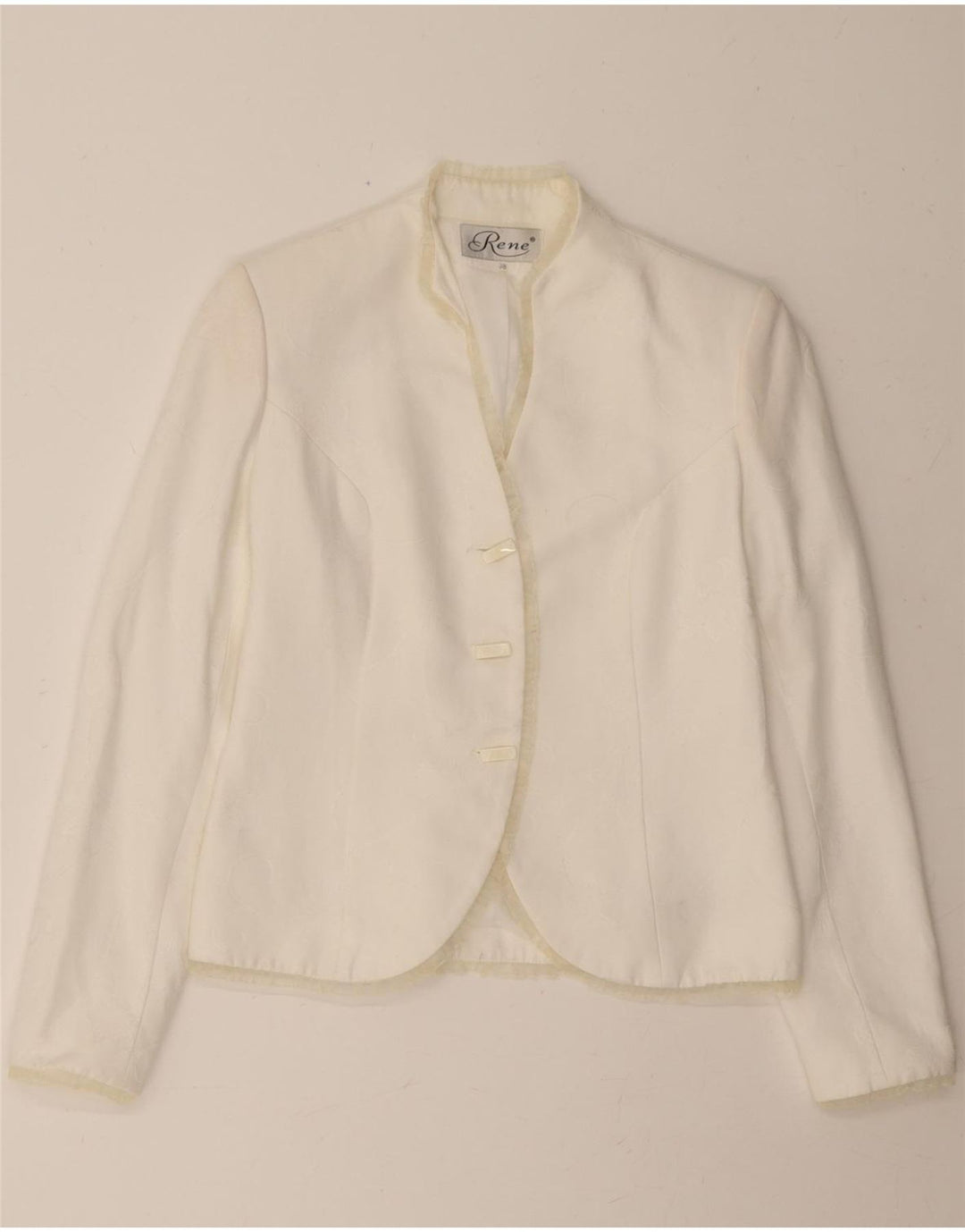 RENE Womens 3 Button Blazer Jacket IT 38 XS White Vintage Rene and Second-Hand Rene from Messina Hembry 