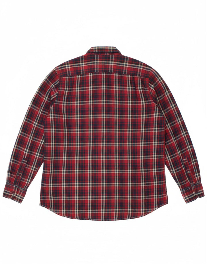 VINTAGE Mens Flannel Shirt Large Red Check Cotton