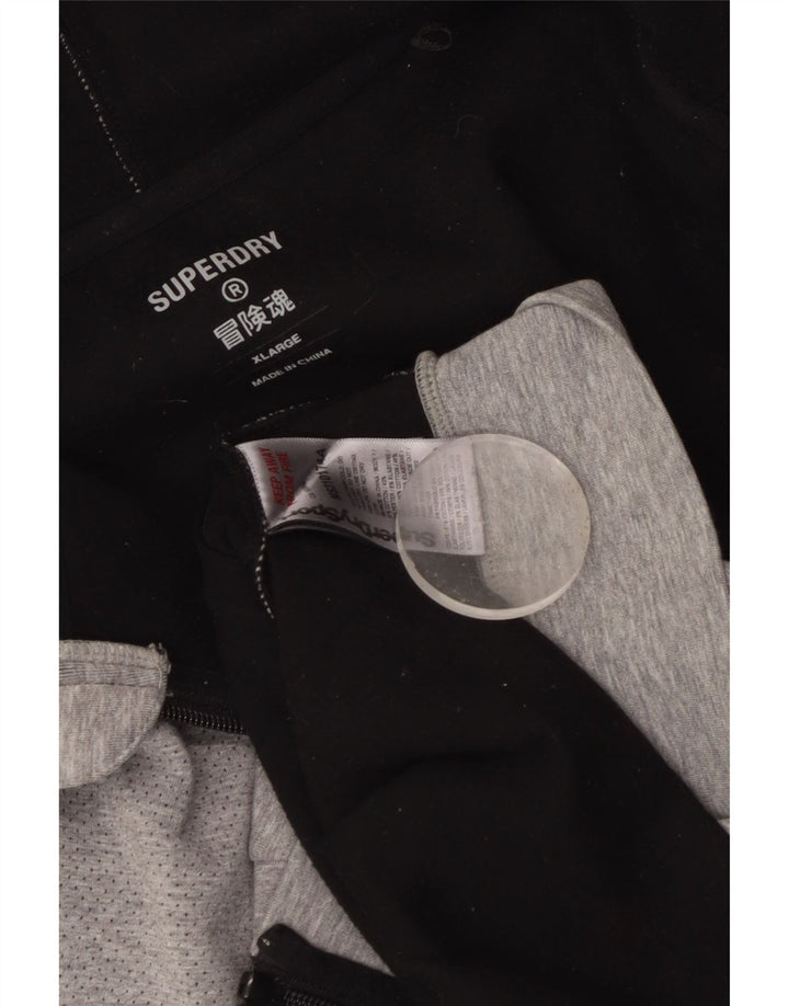 SUPERDRY Herren-Kapuzenpullover mit grafischem Reißverschluss, XL, graue Baumwolle