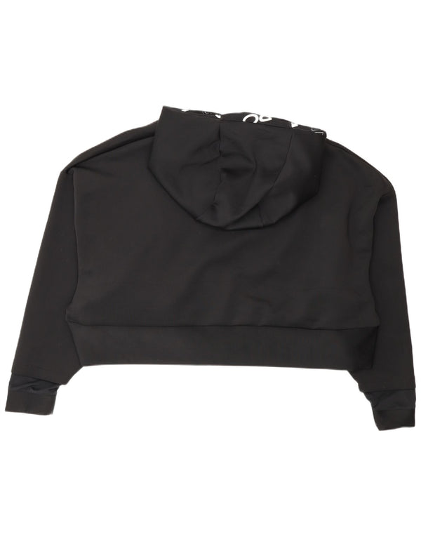 Nike Damen Dri Fit Crop Hoodie Pullover UK 14 2XL Schwarz Polyester Sport