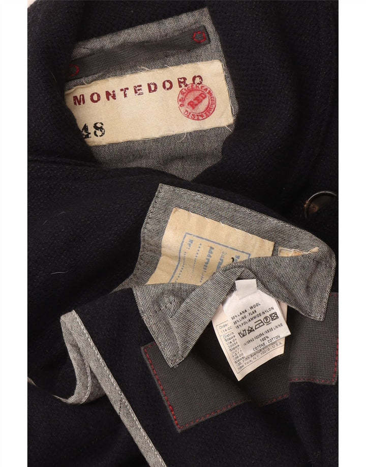 Montedoro Herren Pea Coat IT 48 Mittelmarineblaue Wolle