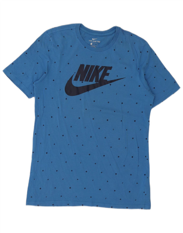 Nike Herren Athletic Cut Graphic T-Shirt-Oberteil aus mittelblau gepunkteter Baumwolle