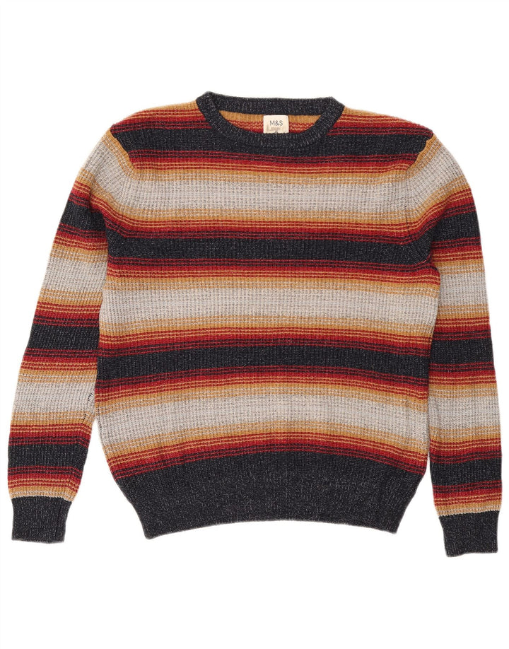 Marks & Spencer Herren-Pullover mit Rundhalsausschnitt, mittelgroß, mehrfarbig gestreift
