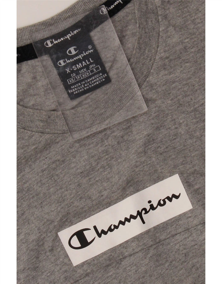 CHAMPION Mens Graphic T-Shirt Top XS Grey Colourblock
