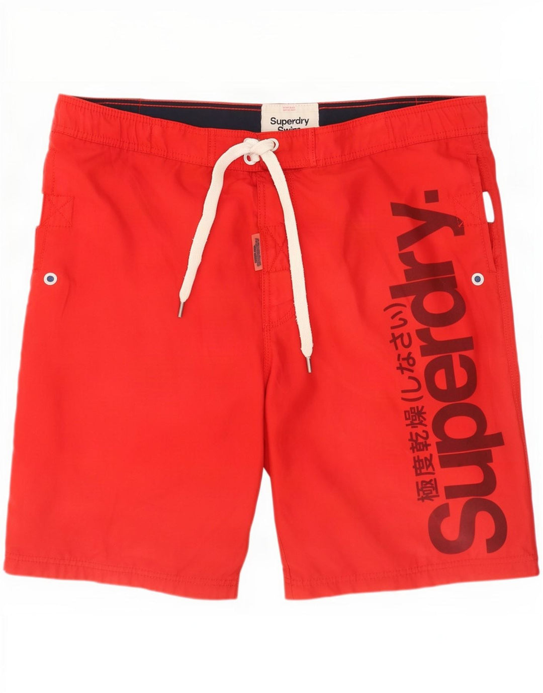 Superdry Herren-Badeshorts mit Grafik, XL, rotes Polyester
