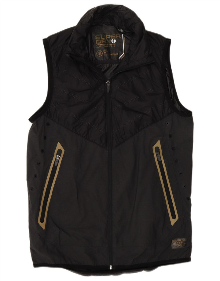 Superdry Mens Gilet UK 38 Medium Grey Colourblock Nylon