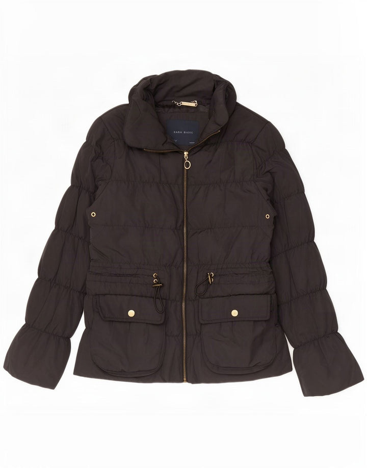 Zara Damen Wattierte Jacke UK 14 Large Marineblau
