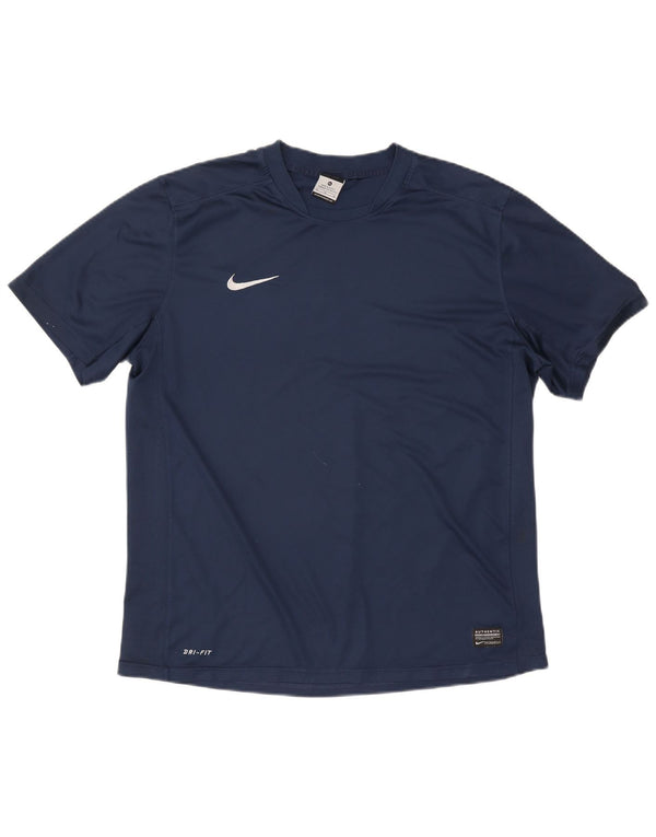 Nike Mens Dri Fit T-Shirt Top XL Navy Blue Polyester