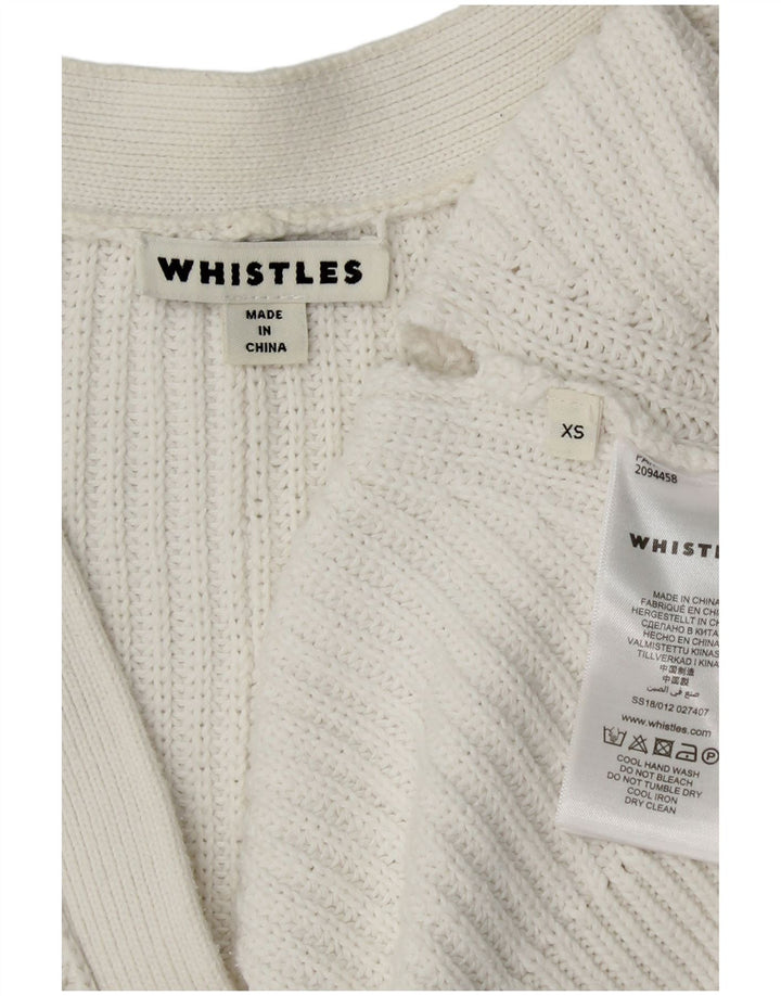 WHISTLES Damen-Strickjacke, übergroß, bauchfrei, offen, Gr. 6, XS, weiße Baumwolle