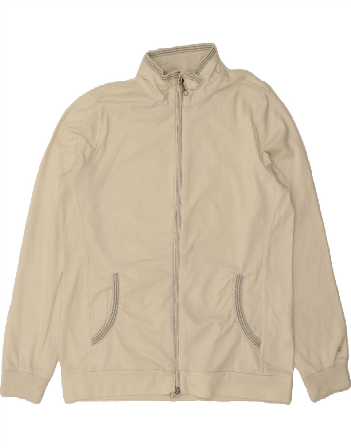 CHAMPION Womens Easy Fit Tracksuit Top Jacket UK 14 Medium White Polyester Vintage Champion and Second-Hand Champion from Messina Hembry 