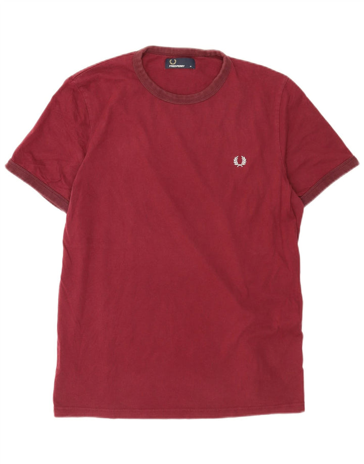 Fred Perry Herren T-Shirt Top Medium Burgund Baumwolle