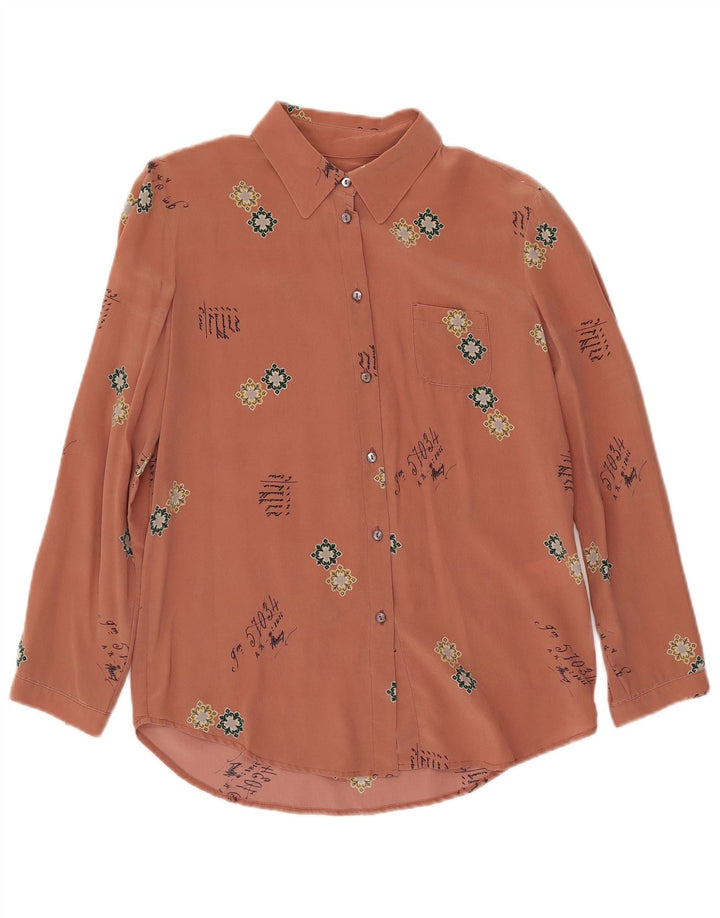 Attic And Barn Damen-Hemdbluse mit abstraktem Muster, EU 40, mittelrosa Seide
