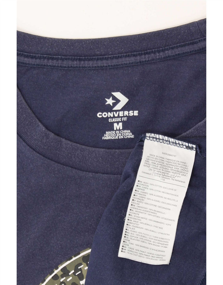 Converse Damen Grafik-T-Shirt-Oberteil UK 12 Medium Marineblau Baumwolle